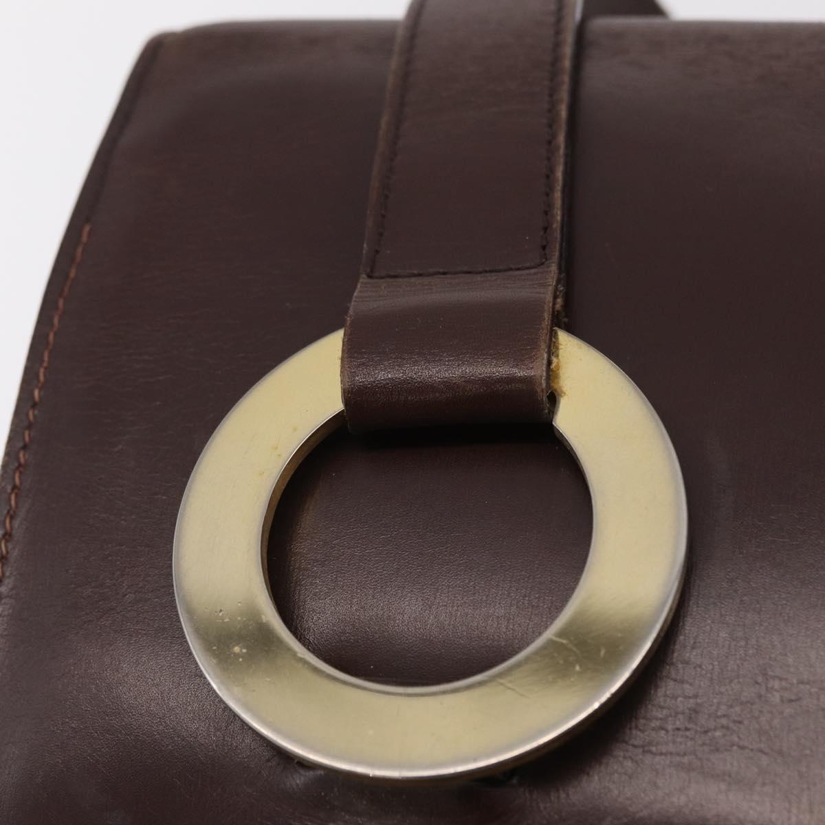 CELINE Hand Bag Leather Brown Gold Auth ep16168