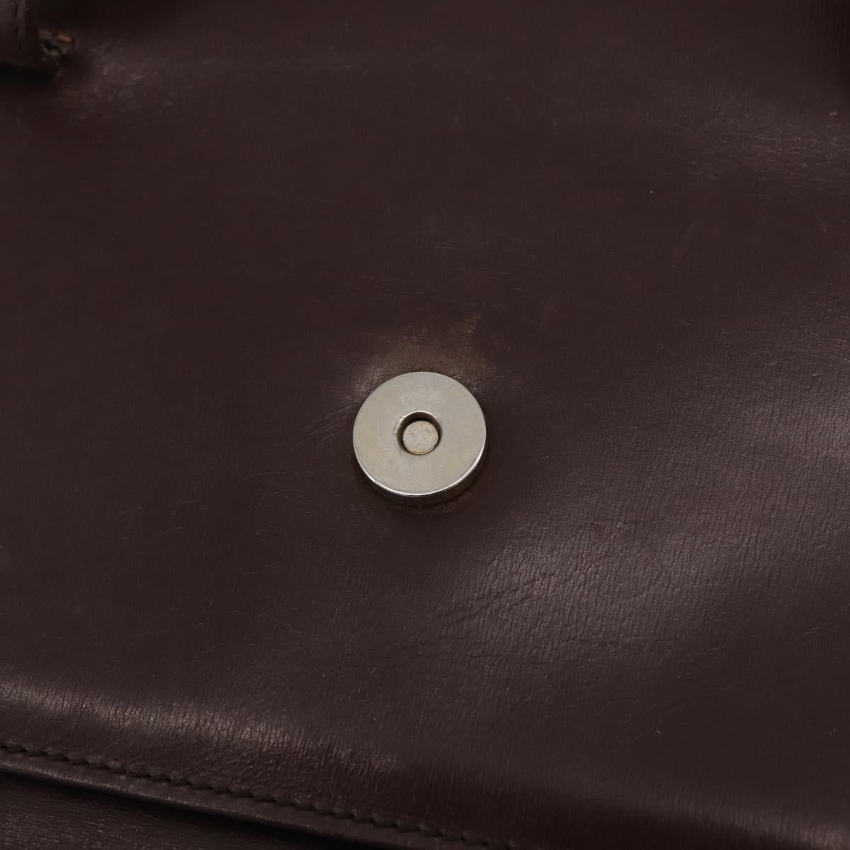CELINE Hand Bag Leather Brown Gold Auth ep16168