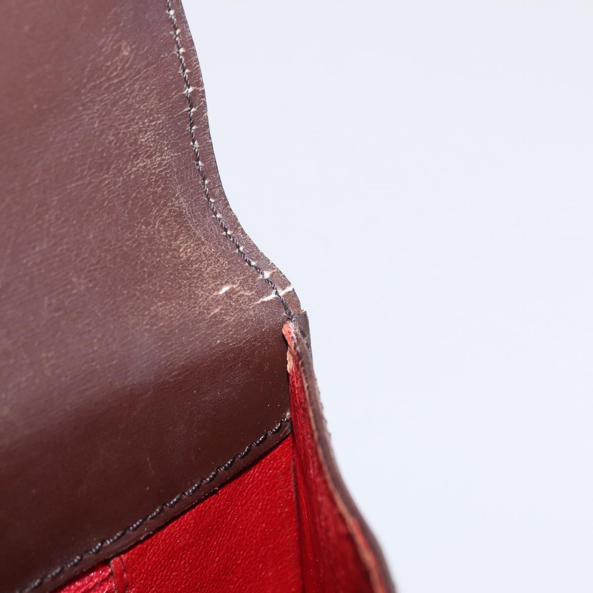 CELINE Hand Bag Leather Brown Gold Auth ep16168