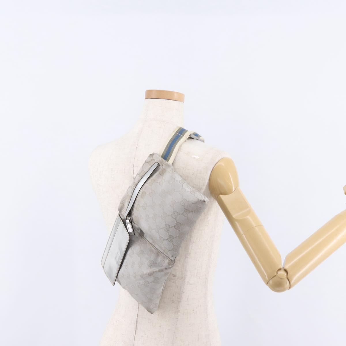 GUCCI GG Canvas Waist Bag Silver 28566 Auth ep16179