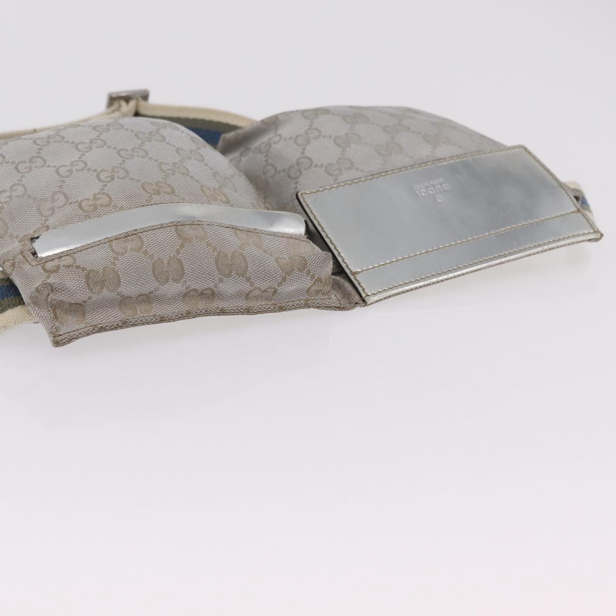 GUCCI GG Canvas Waist Bag Silver 28566 Auth ep16179