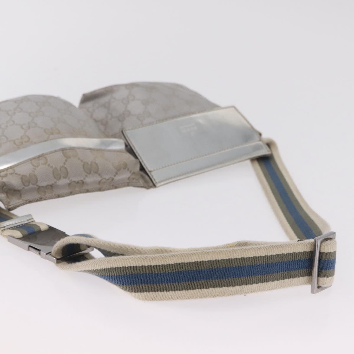 GUCCI GG Canvas Waist Bag Silver 28566 Auth ep16179