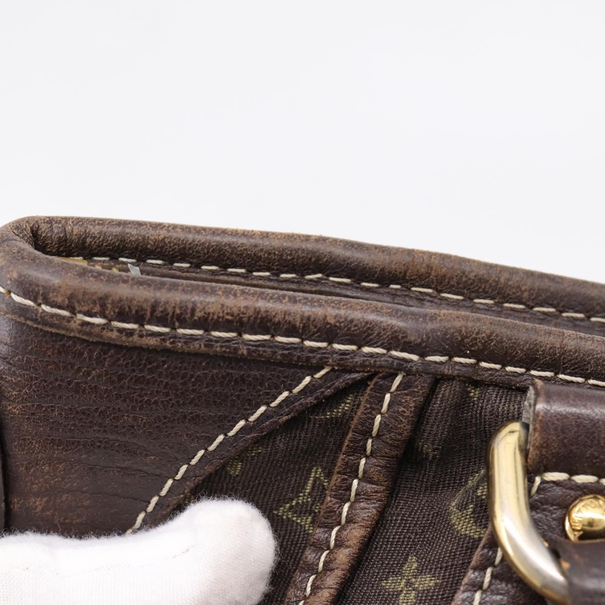 LOUIS VUITTON Monogram Mini Lin Buzasu Anjoul Bag 2way Ebene M95617 Auth ep16190