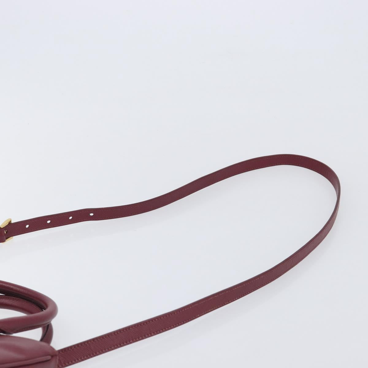 PRADA Hand Bag Saffiano leather 2way Bordeaux Gold Auth ep16191V