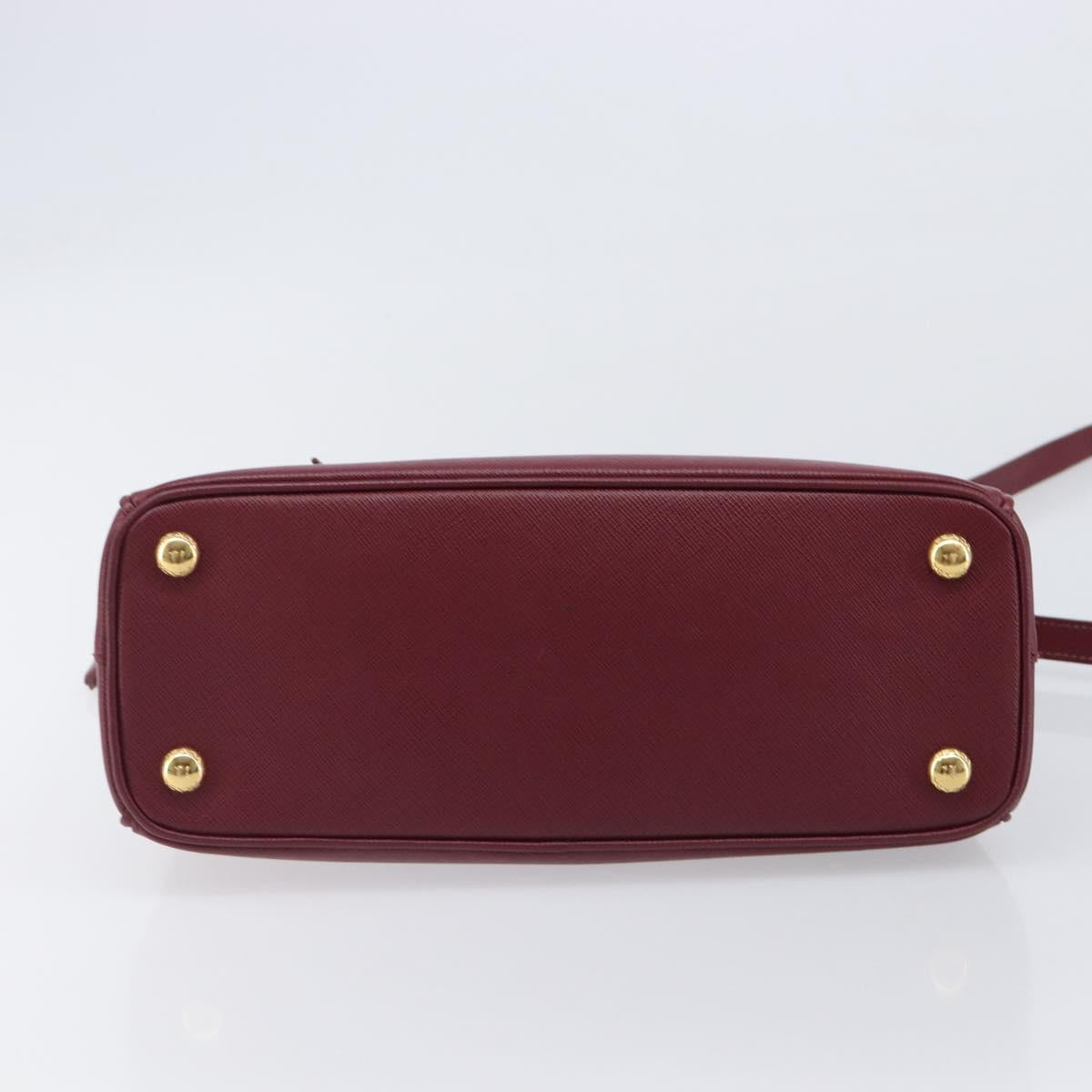 PRADA Hand Bag Saffiano leather 2way Bordeaux Gold Auth ep16191V