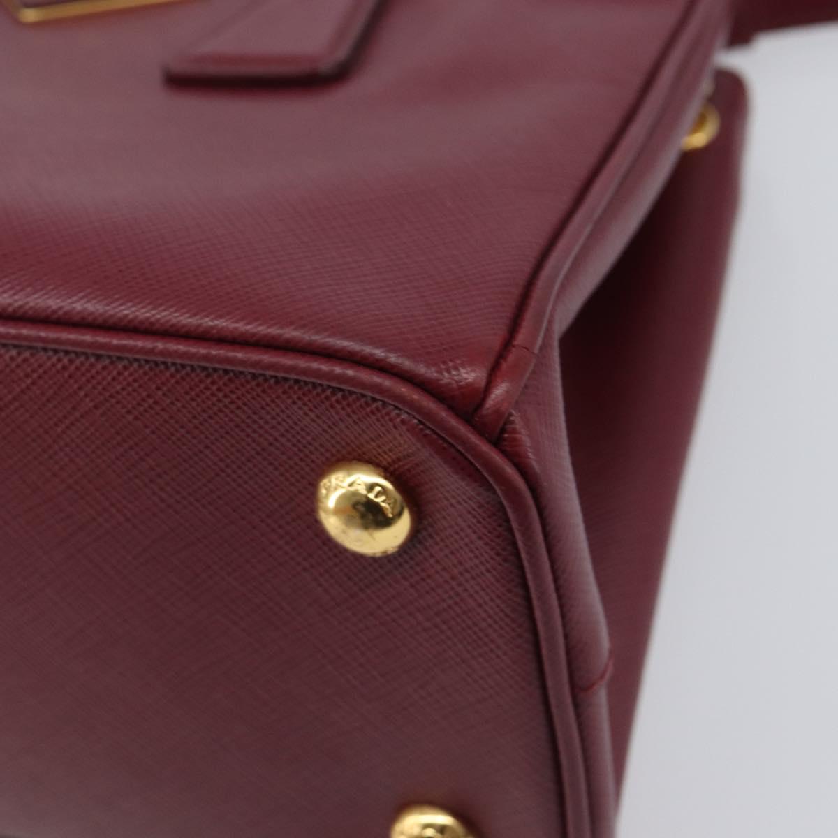 PRADA Hand Bag Saffiano leather 2way Bordeaux Gold Auth ep16191V