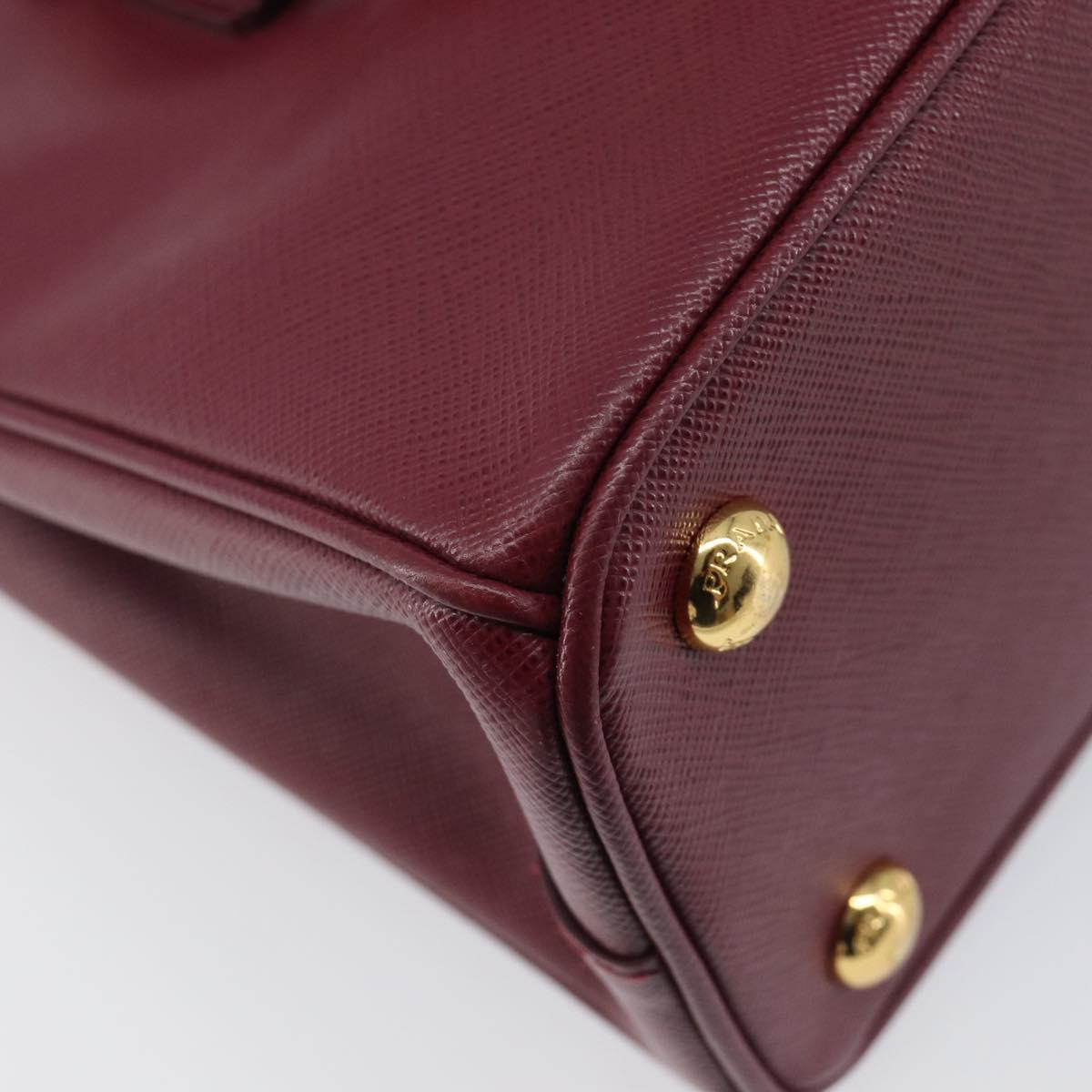 PRADA Hand Bag Saffiano leather 2way Bordeaux Gold Auth ep16191V