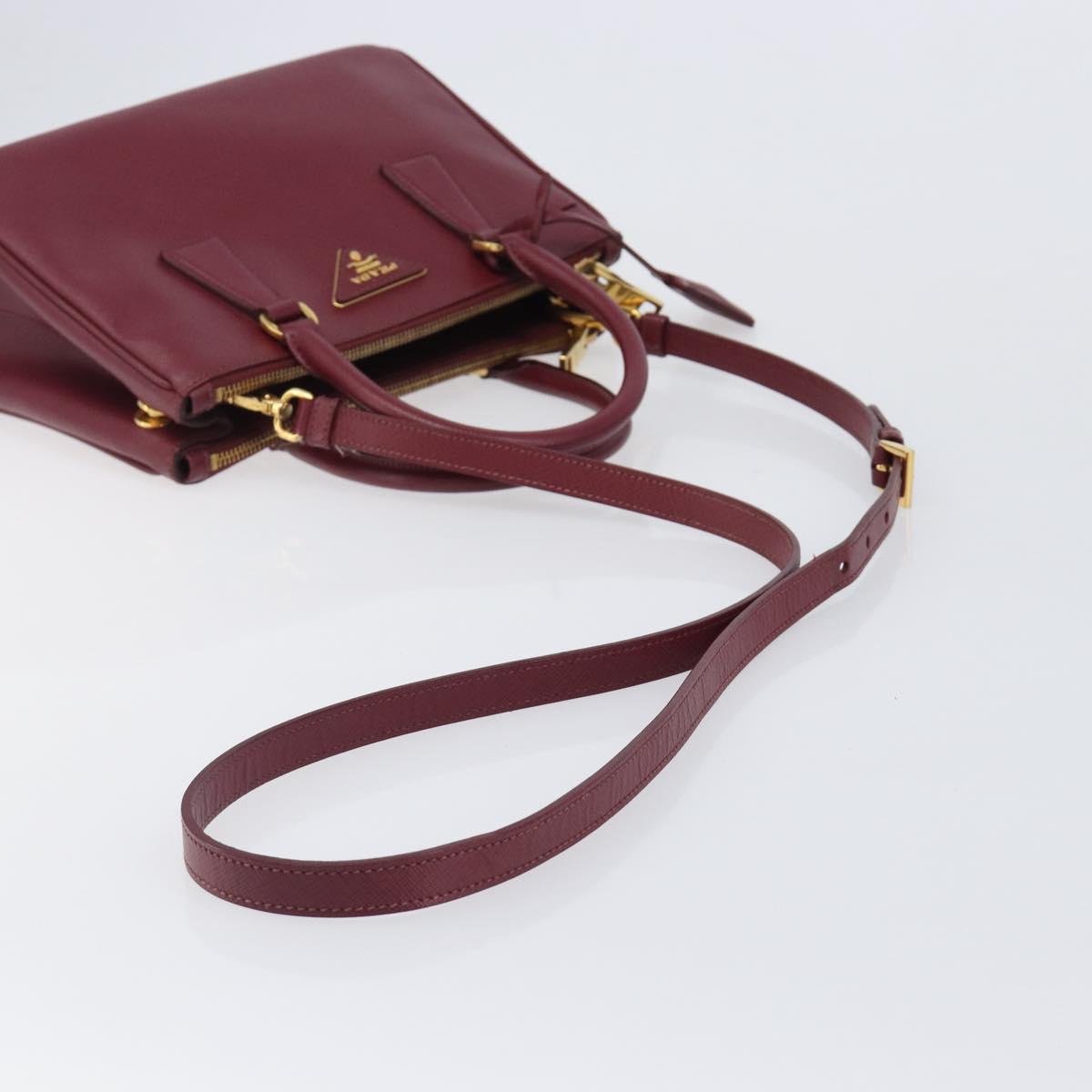PRADA Hand Bag Saffiano leather 2way Bordeaux Gold Auth ep16191V