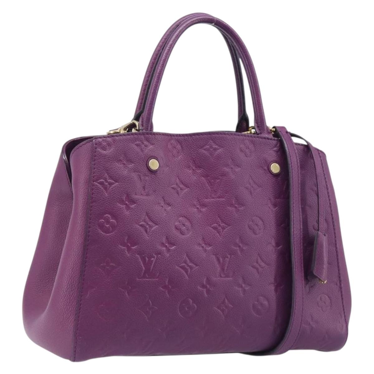 LOUIS VUITTON Monogram Empreinte Montaigne MM Bag Purple M41046 LV Auth ep16194A