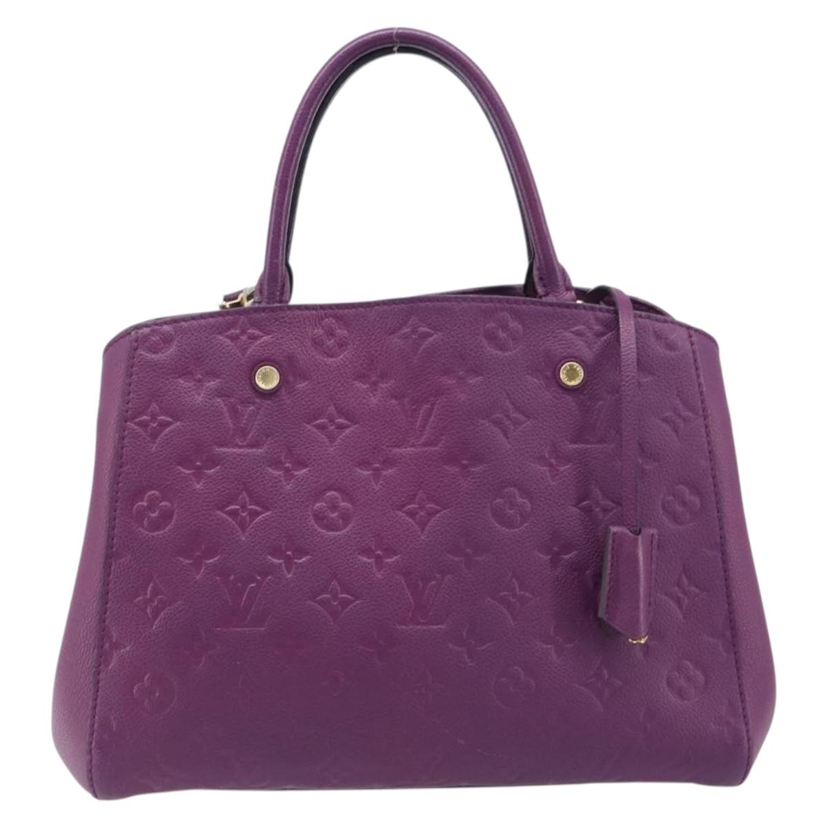 LOUIS VUITTON Monogram Empreinte Montaigne MM Bag Purple M41046 LV Auth ep16194A