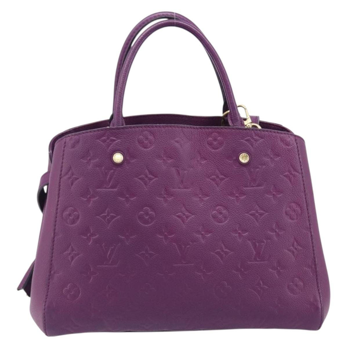 LOUIS VUITTON Monogram Empreinte Montaigne MM Bag Purple M41046 LV Auth ep16194A