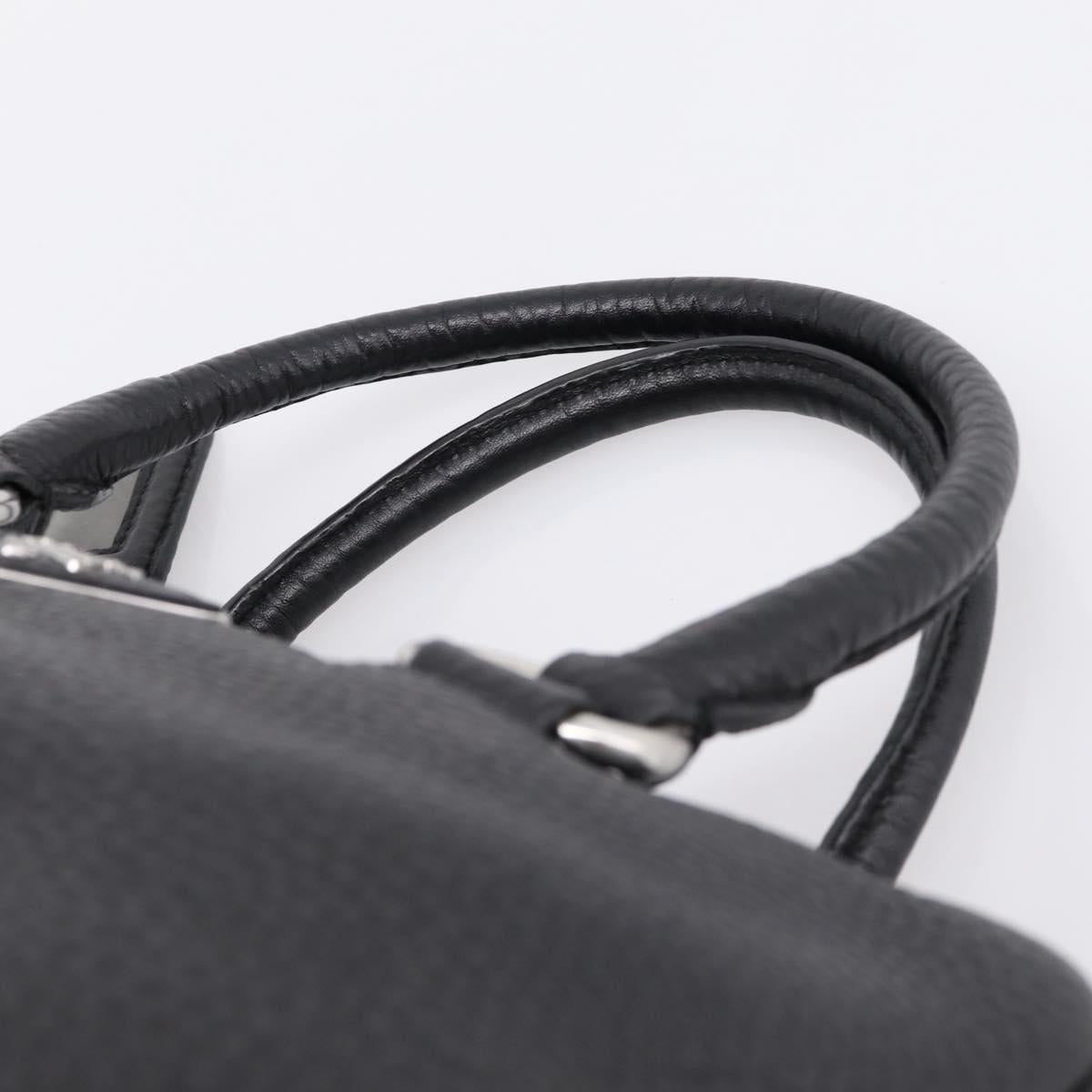 PRADA Hand Bag Leather Black Silver Auth ep16195A