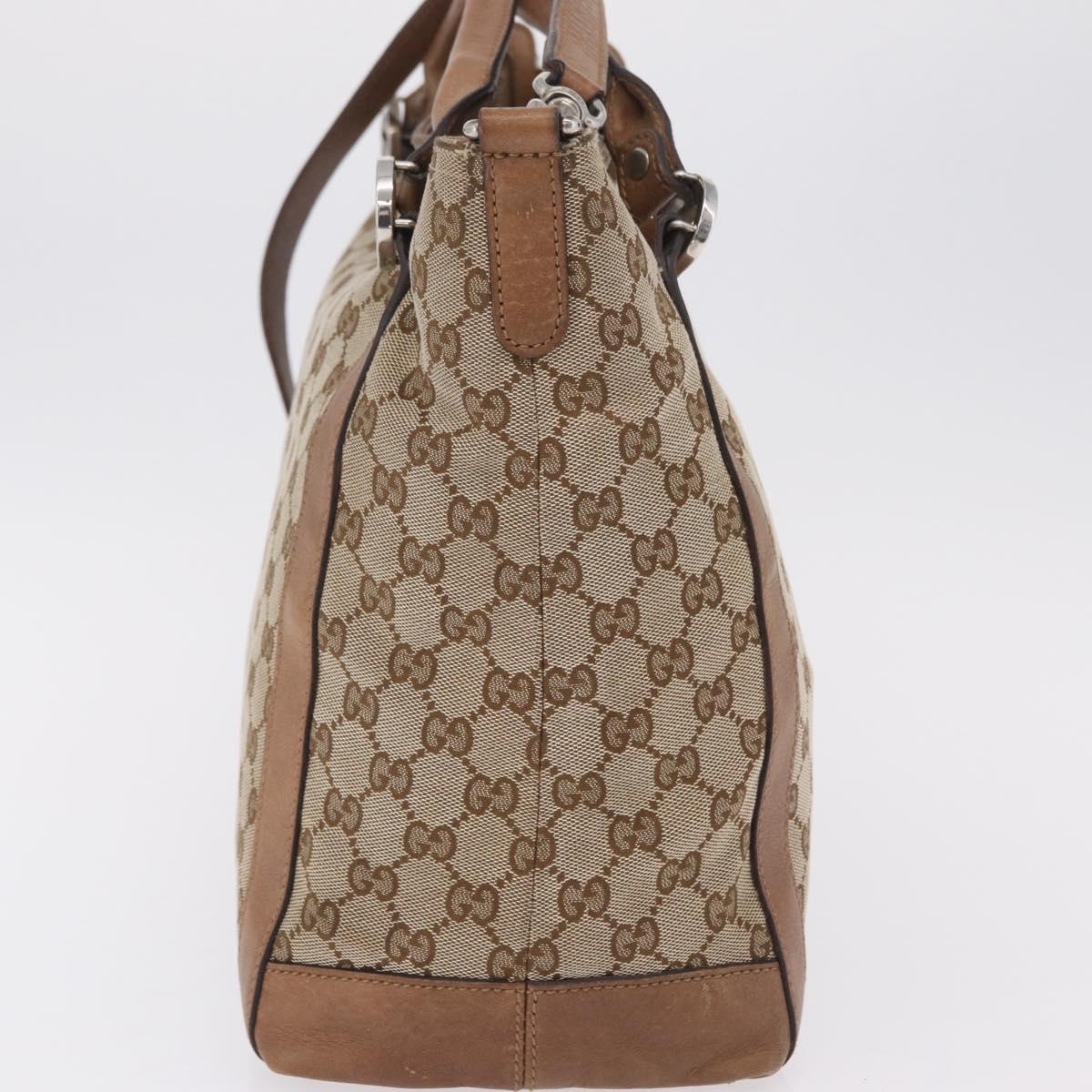 GUCCI GG Canvas Hand Bag 2way Beige Silver 323675 Auth ep16196