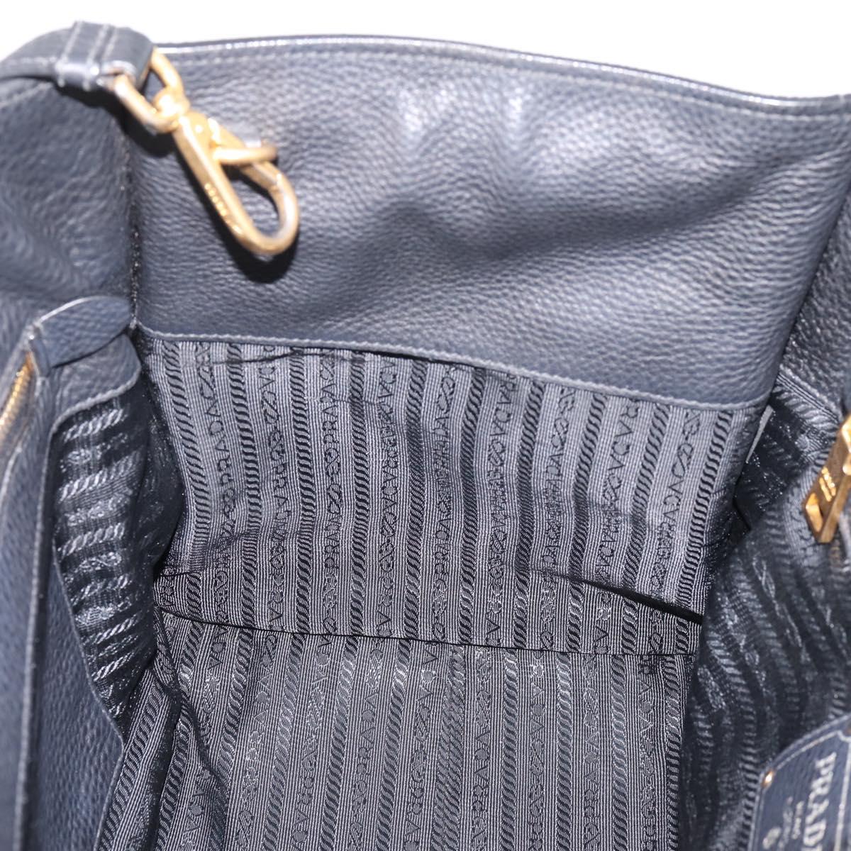 PRADA Hand Bag Leather 2way Black Gold Auth ep16198V