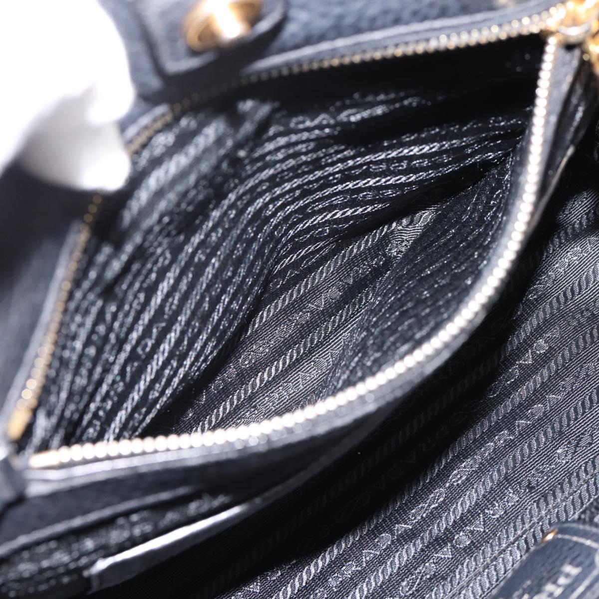 PRADA Hand Bag Leather 2way Black Gold Auth ep16198V