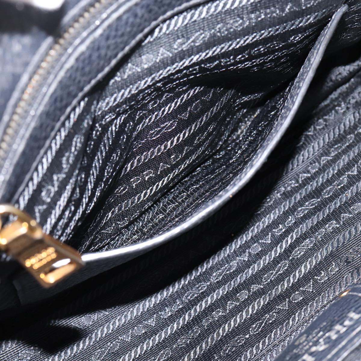PRADA Hand Bag Leather 2way Black Gold Auth ep16198V