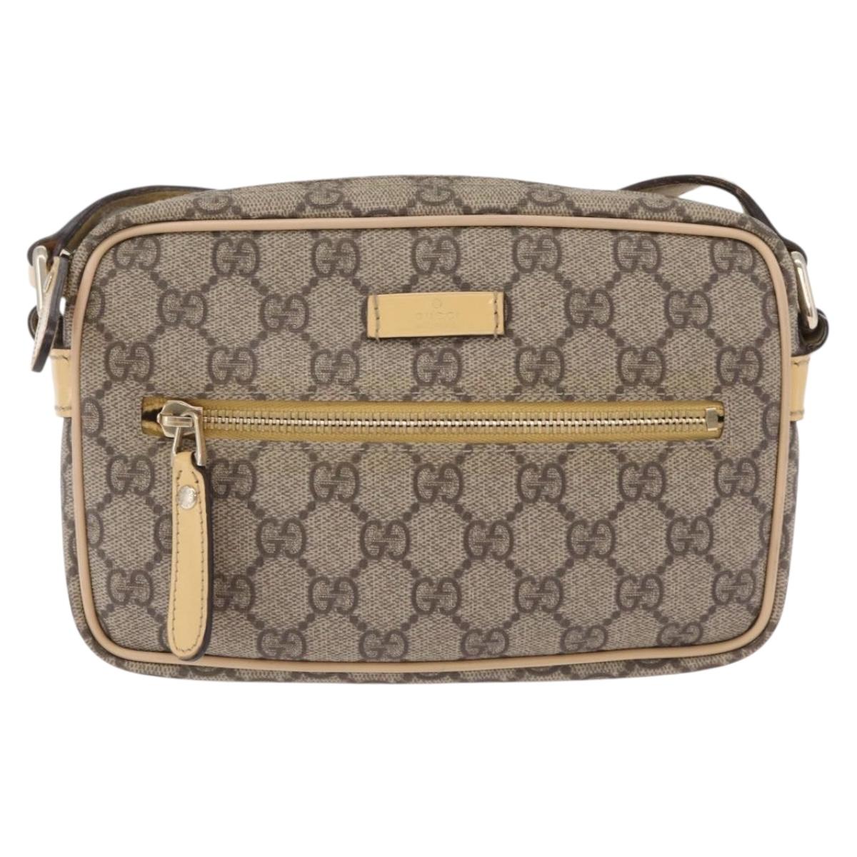 GUCCI GG Supreme Shoulder Bag PVC Beige Gold 201447 Auth ep16201