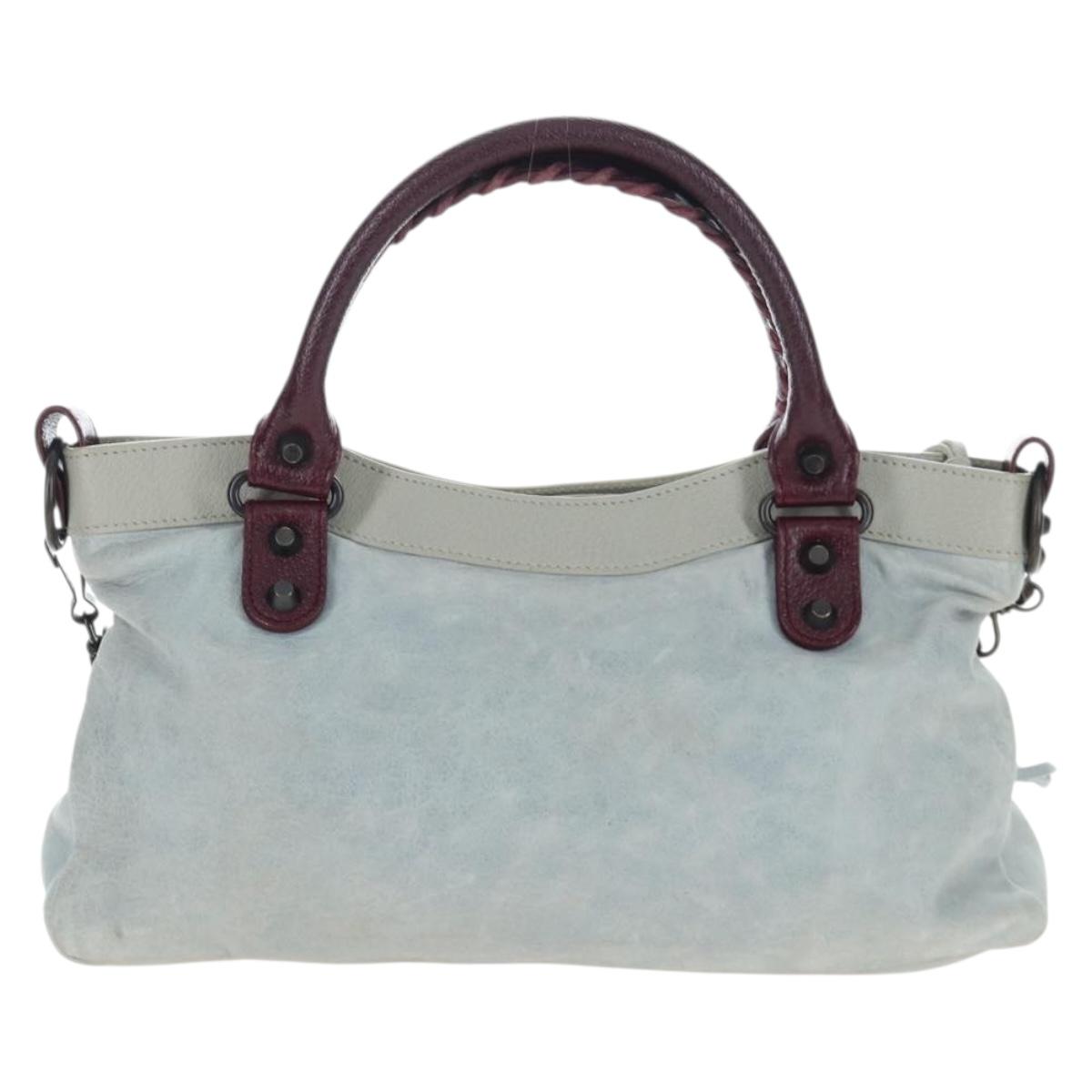 BALENCIAGA The First Hand Bag Leather 2way Gray 103208 Auth ep16202V