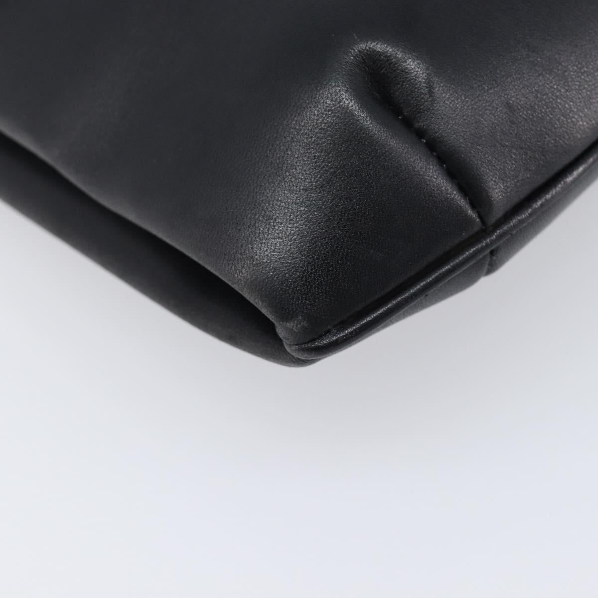CELINE Chain Shoulder Bag Leather Black Gold Auth ep16204