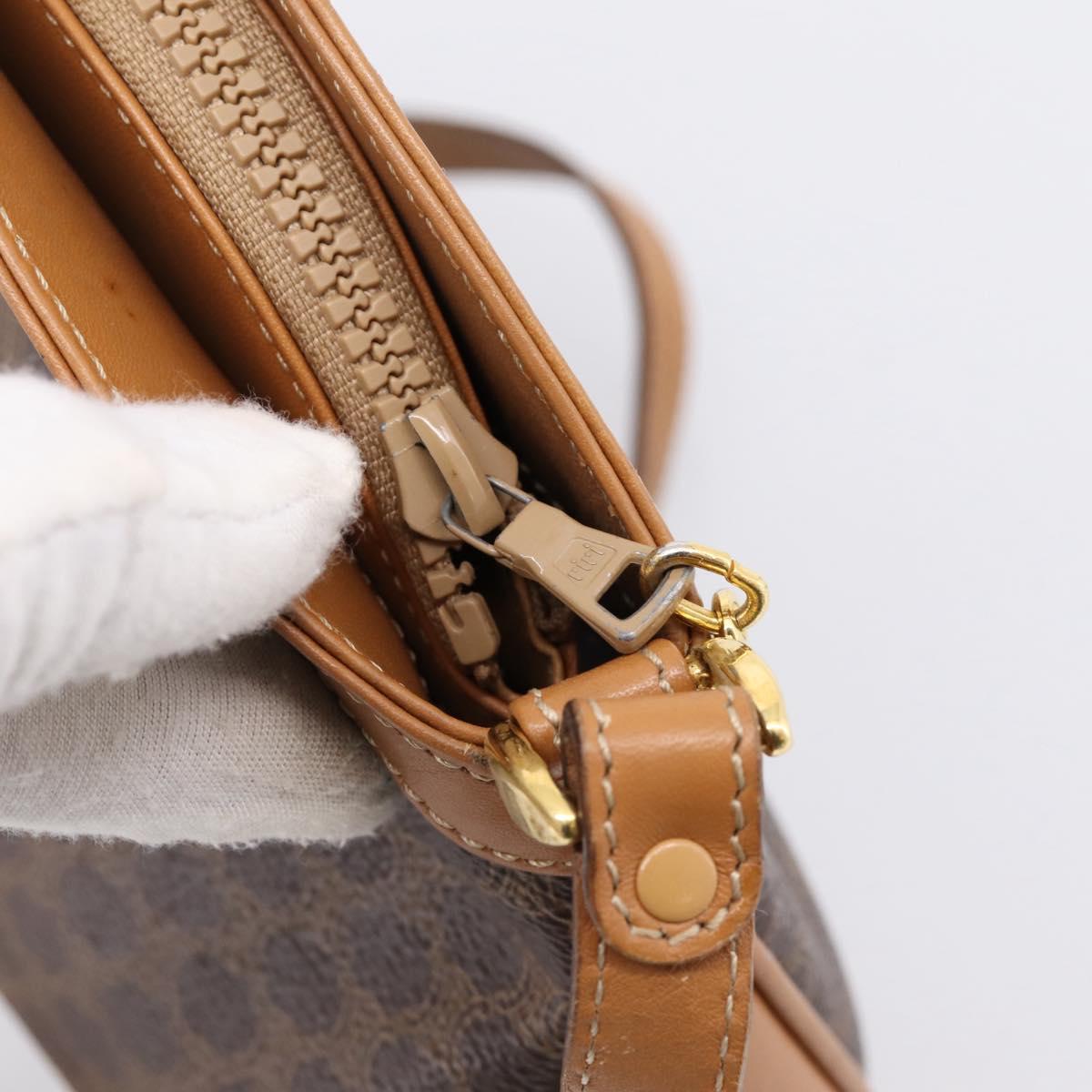CELINE Macadam Canvas Shoulder Bag PVC Leather Brown Gold Auth ep16205A