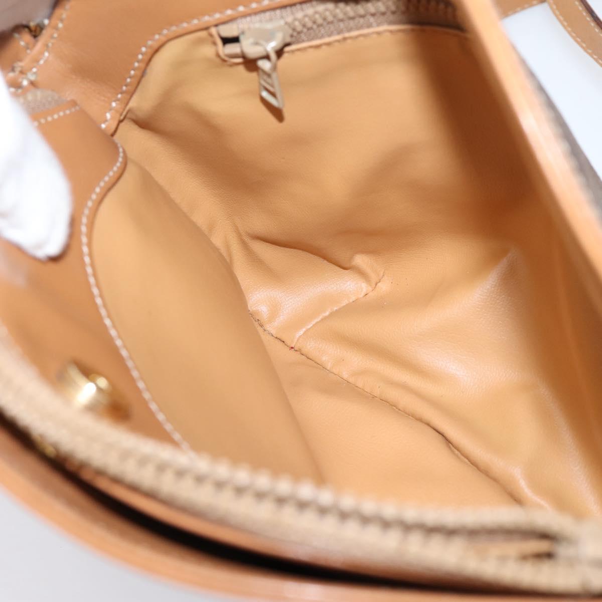 CELINE Macadam Canvas Shoulder Bag PVC Leather Brown Gold Auth ep16205A