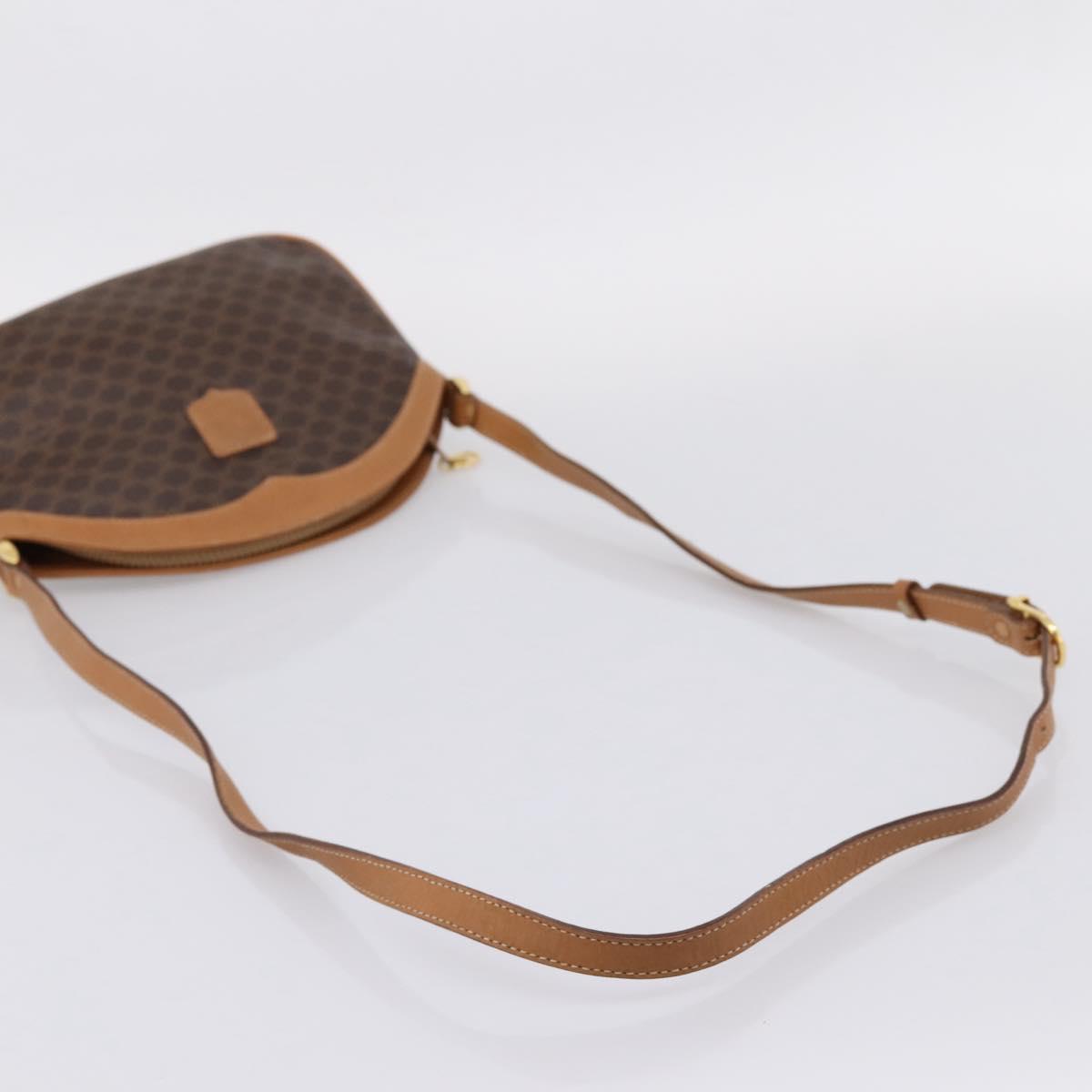 CELINE Macadam Canvas Shoulder Bag PVC Leather Brown Gold Auth ep16205A