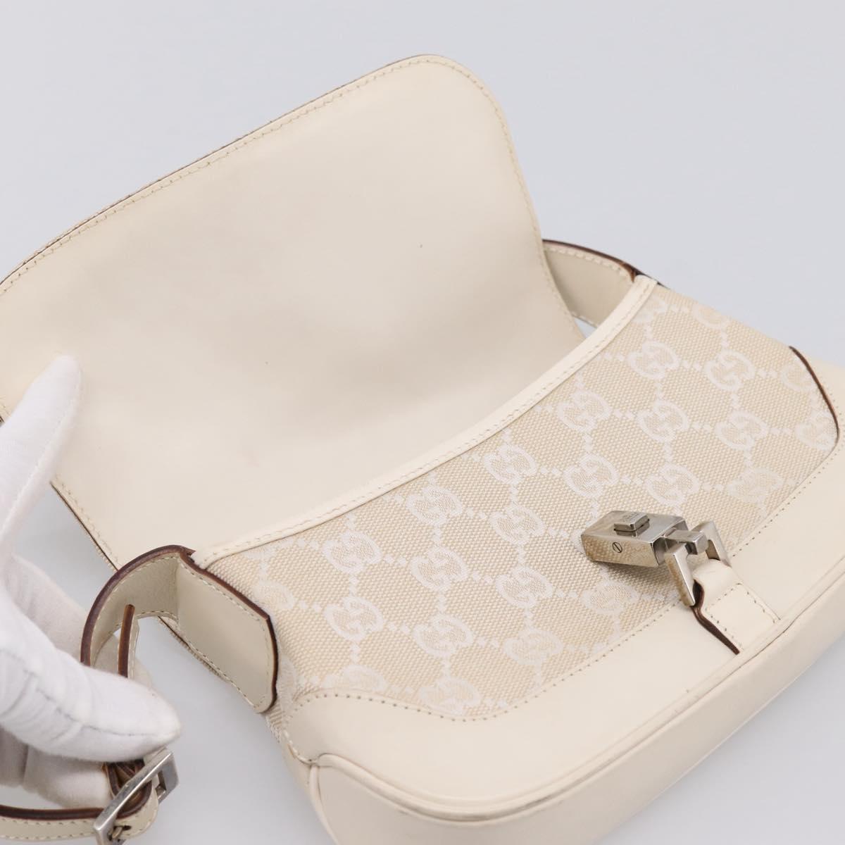 GUCCI GG Canvas Jackie Shoulder Bag Beige Silver 007 2038 Auth ep16210A