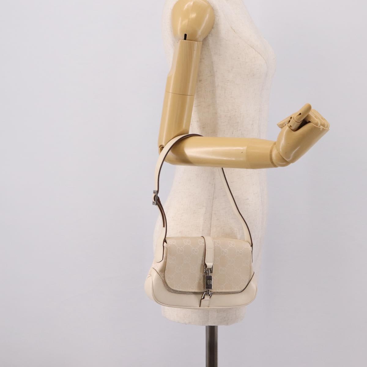 GUCCI GG Canvas Jackie Shoulder Bag Beige Silver 007 2038 Auth ep16210A