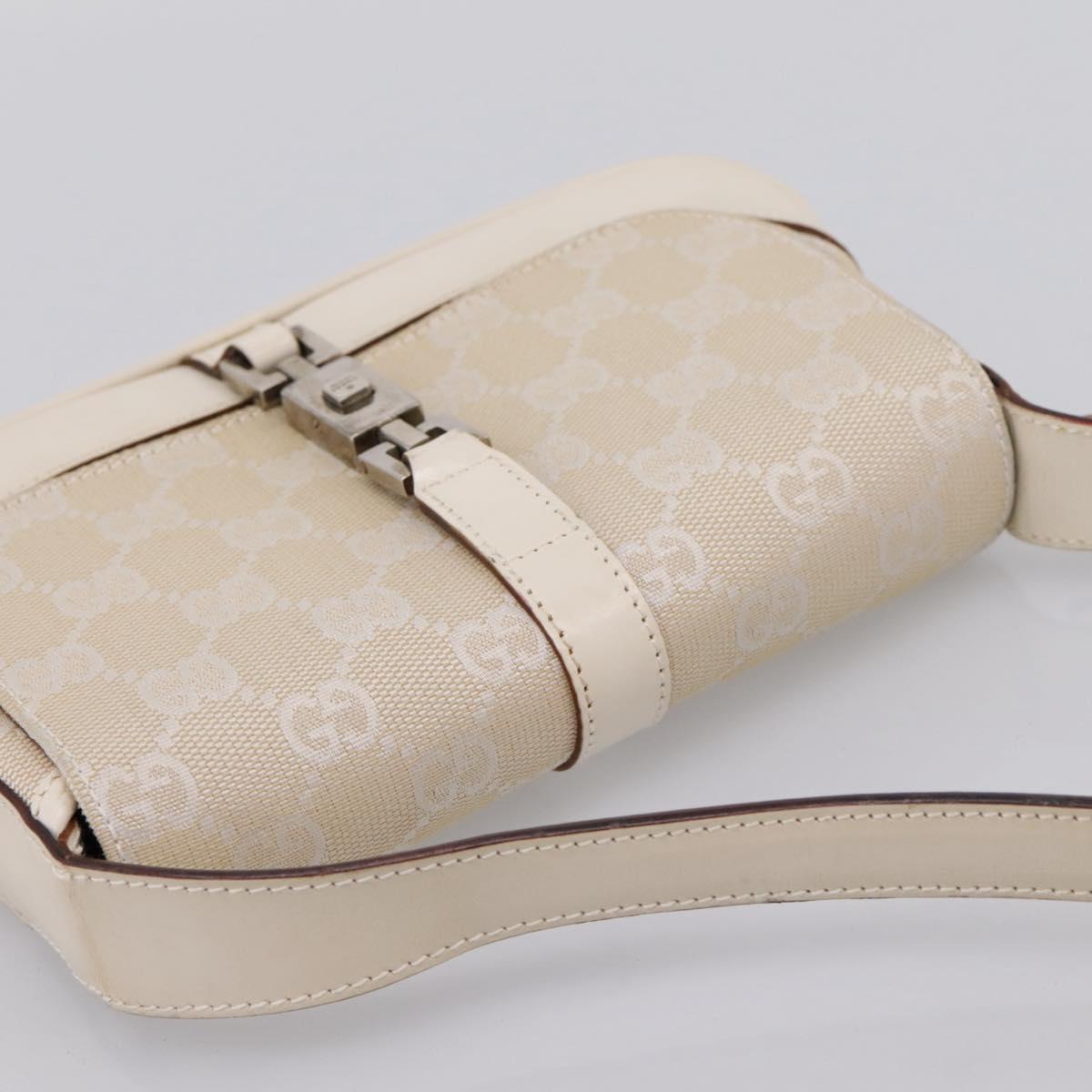 GUCCI GG Canvas Jackie Shoulder Bag Beige Silver 007 2038 Auth ep16210A