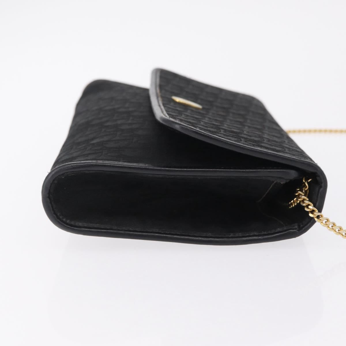 Christian Dior Trotter Canvas Chain Shoulder Bag Black Gold Auth ep16211