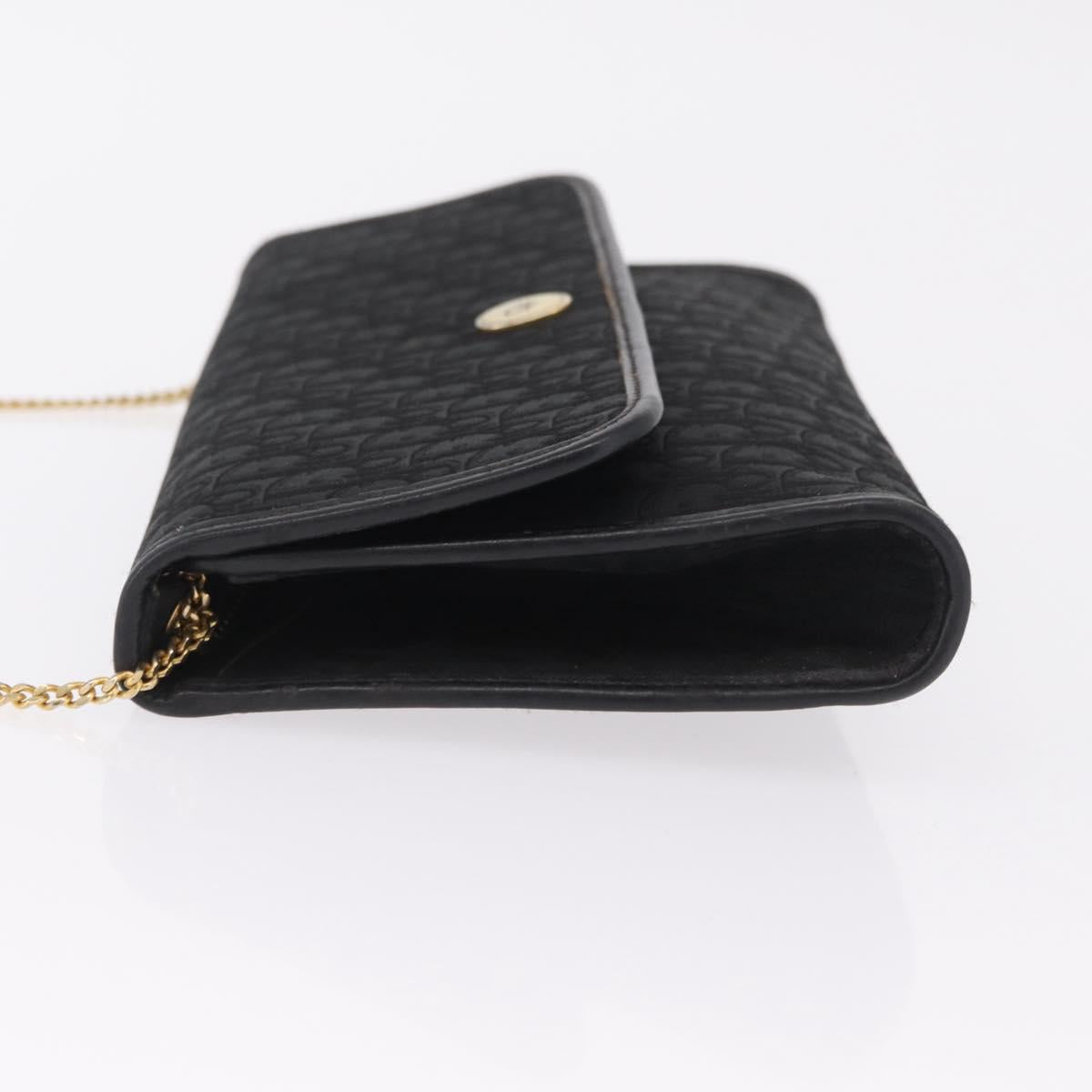 Christian Dior Trotter Canvas Chain Shoulder Bag Black Gold Auth ep16211