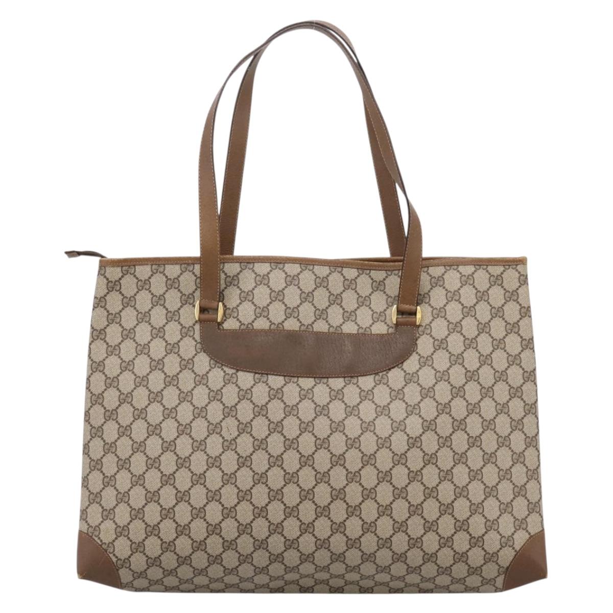 GUCCI GG Supreme Tote Bag PVC Beige Gold 89 02 904 Auth ep16215