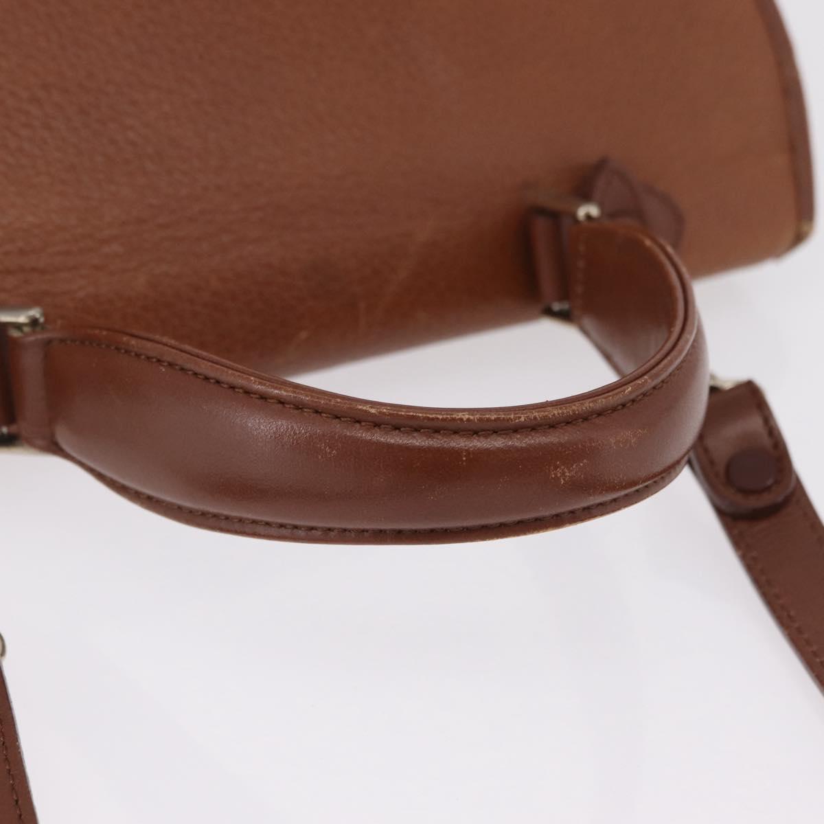 Burberrys Hand Bag Leather 2way Brown Gold Auth ep16217