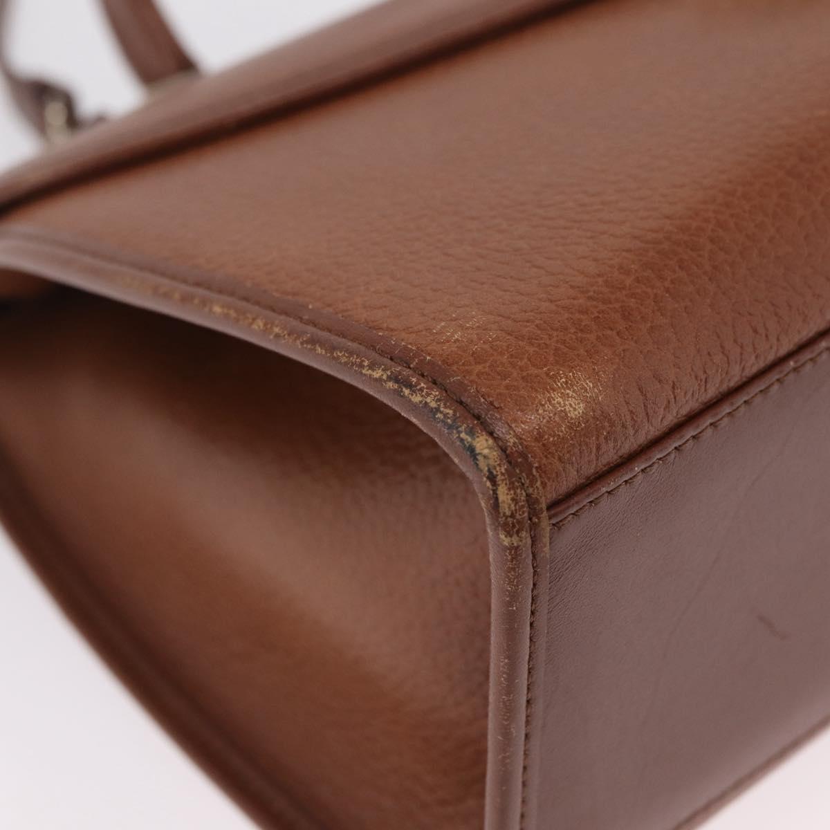 Burberrys Hand Bag Leather 2way Brown Gold Auth ep16217