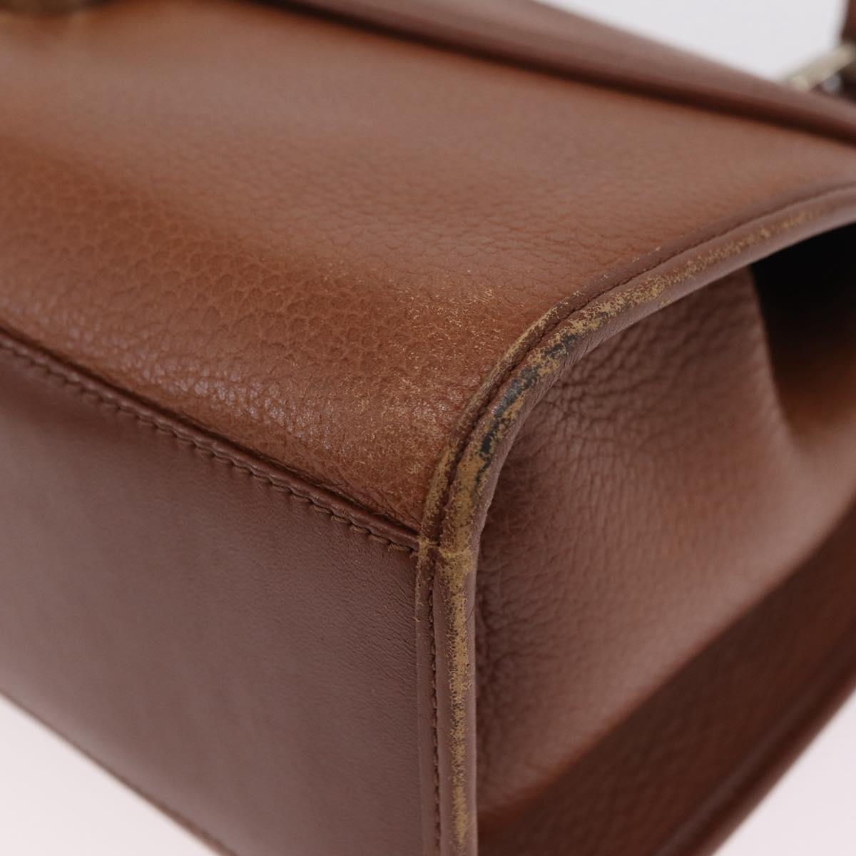 Burberrys Hand Bag Leather 2way Brown Gold Auth ep16217