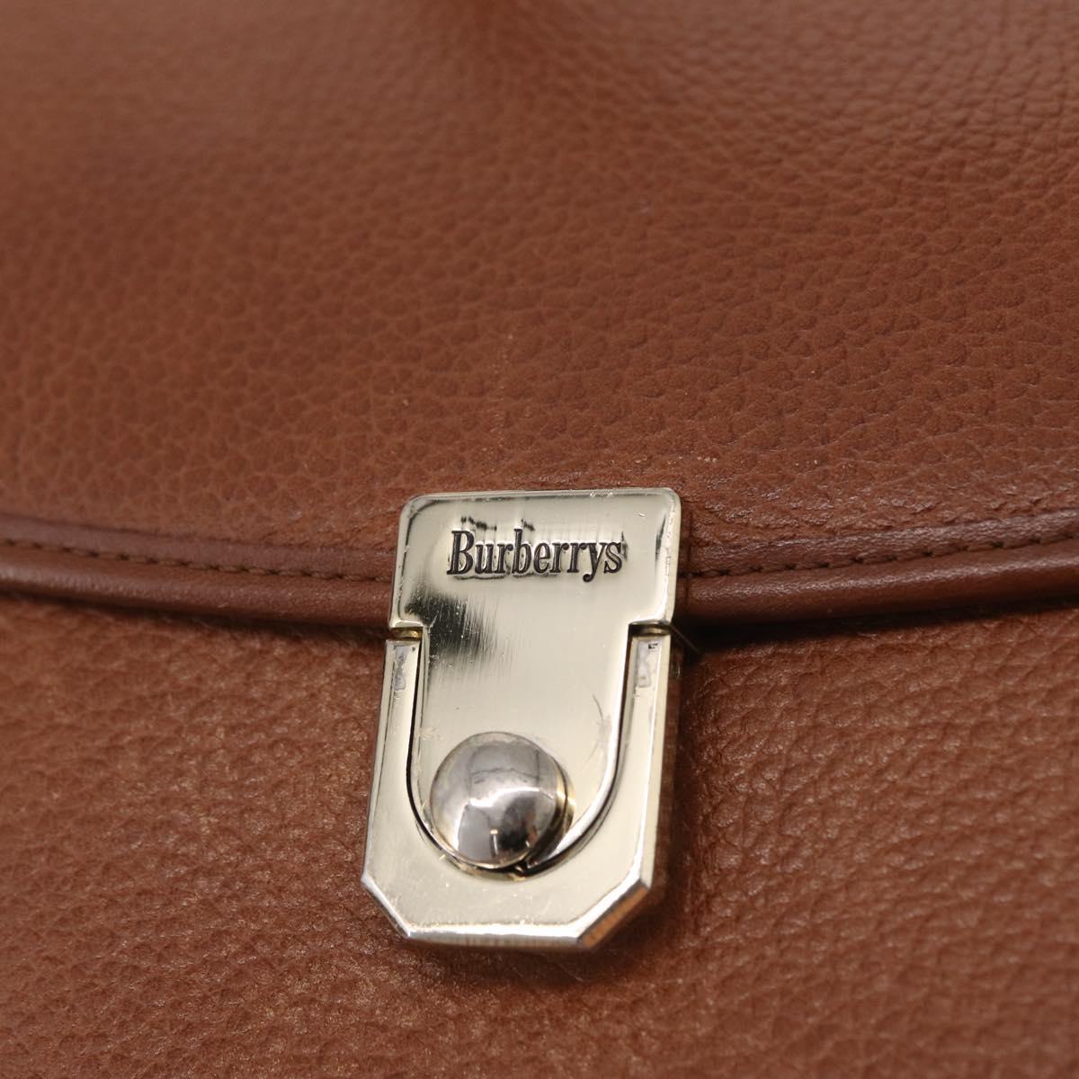 Burberrys Hand Bag Leather 2way Brown Gold Auth ep16217