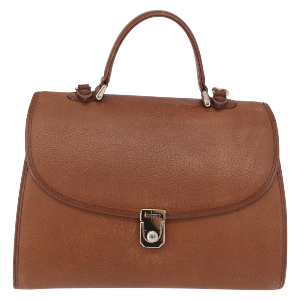 Burberrys Hand Bag Leather 2way Brown Gold Auth ep16217
