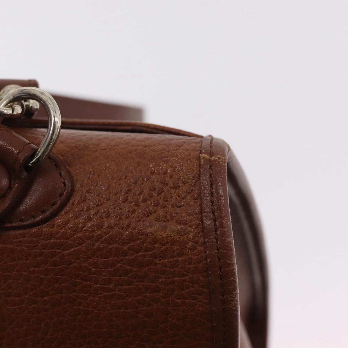 Burberrys Hand Bag Leather 2way Brown Gold Auth ep16217