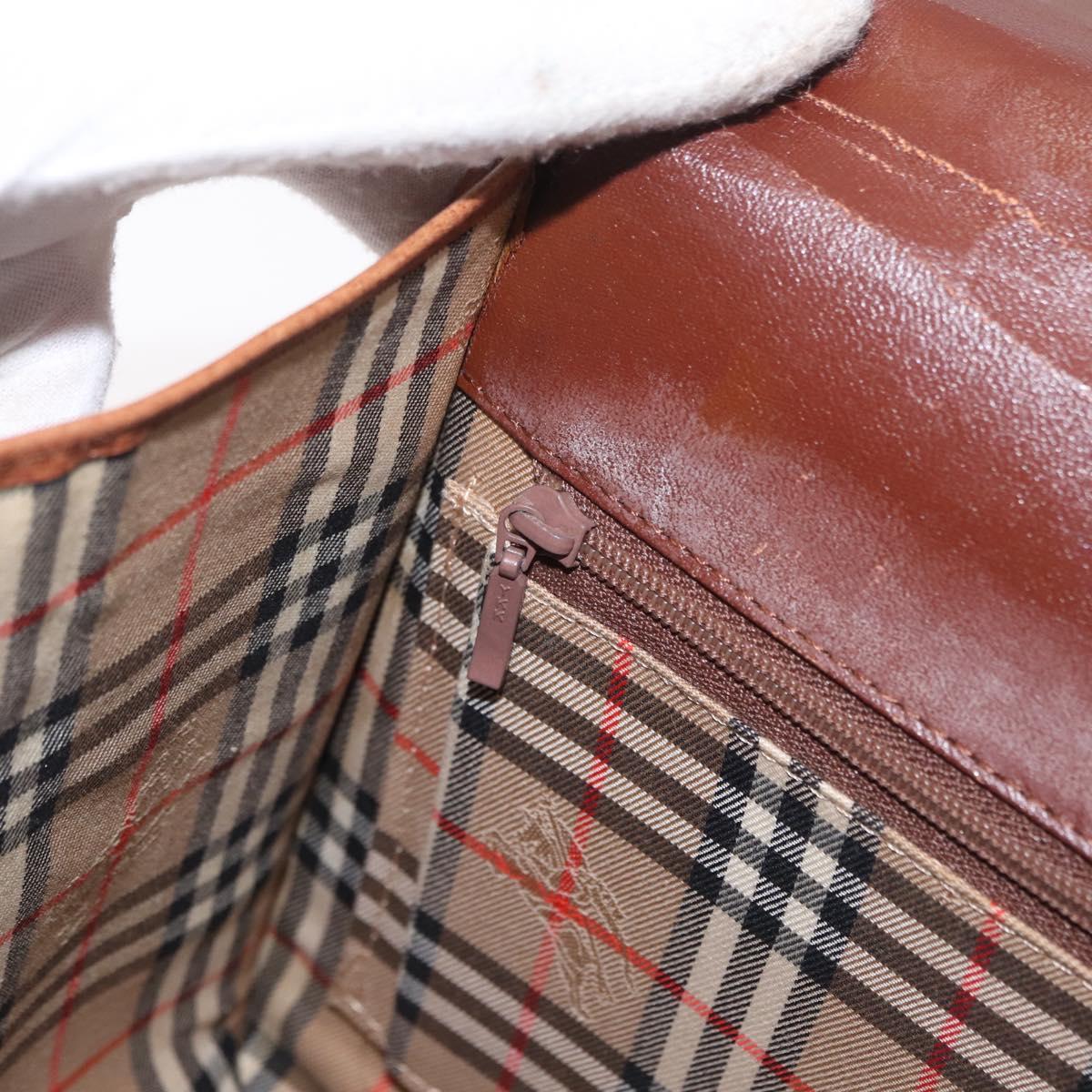 Burberrys Hand Bag Leather 2way Brown Gold Auth ep16217