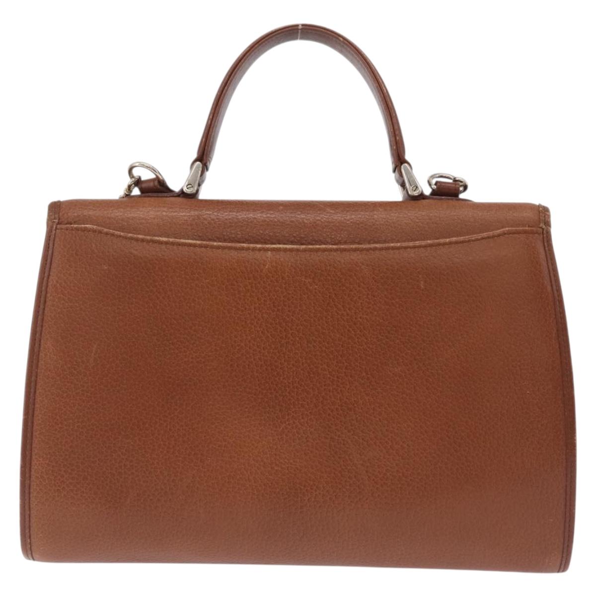 Burberrys Hand Bag Leather 2way Brown Gold Auth ep16217