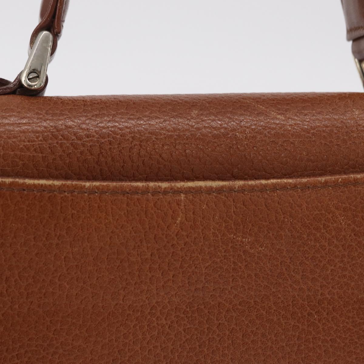 Burberrys Hand Bag Leather 2way Brown Gold Auth ep16217