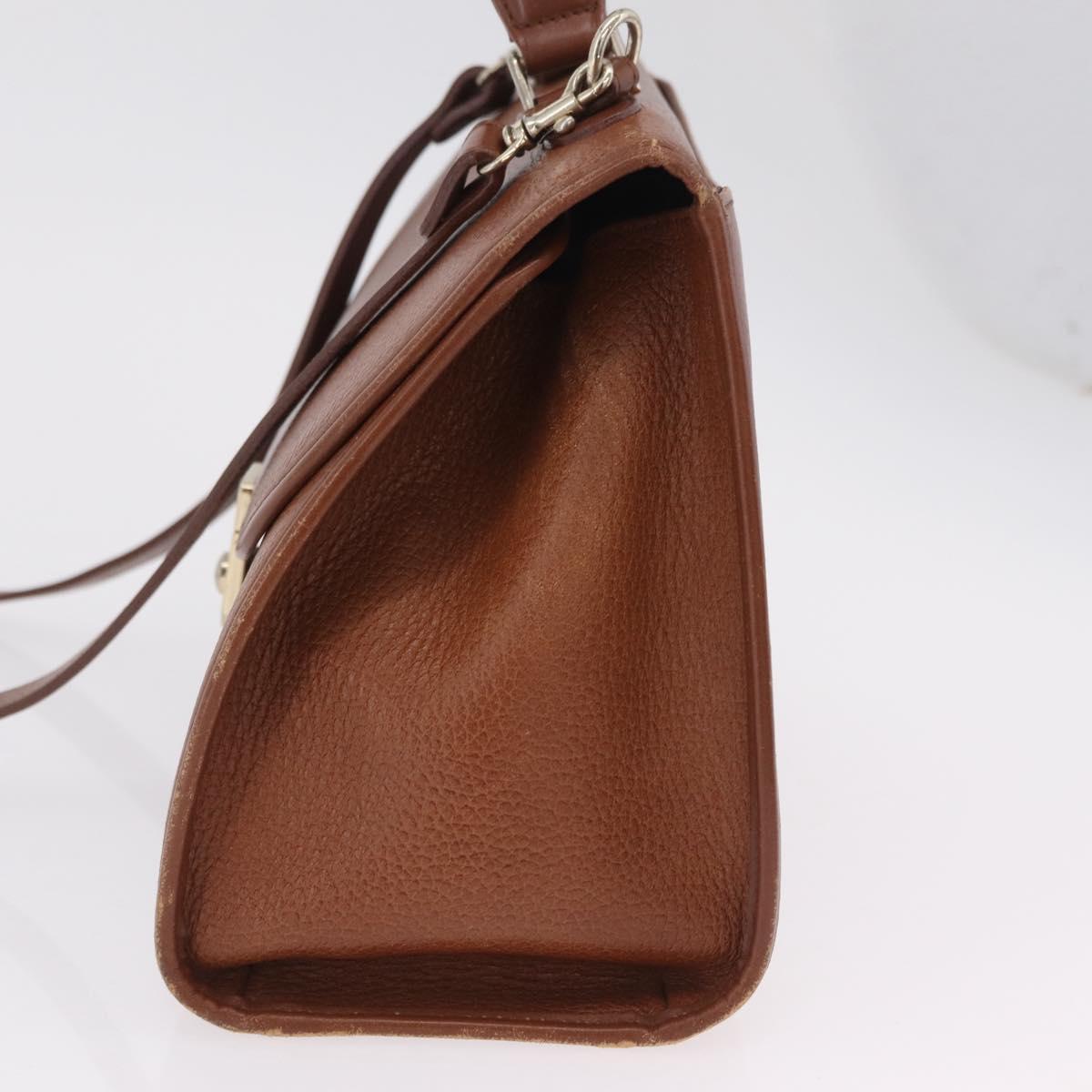 Burberrys Hand Bag Leather 2way Brown Gold Auth ep16217