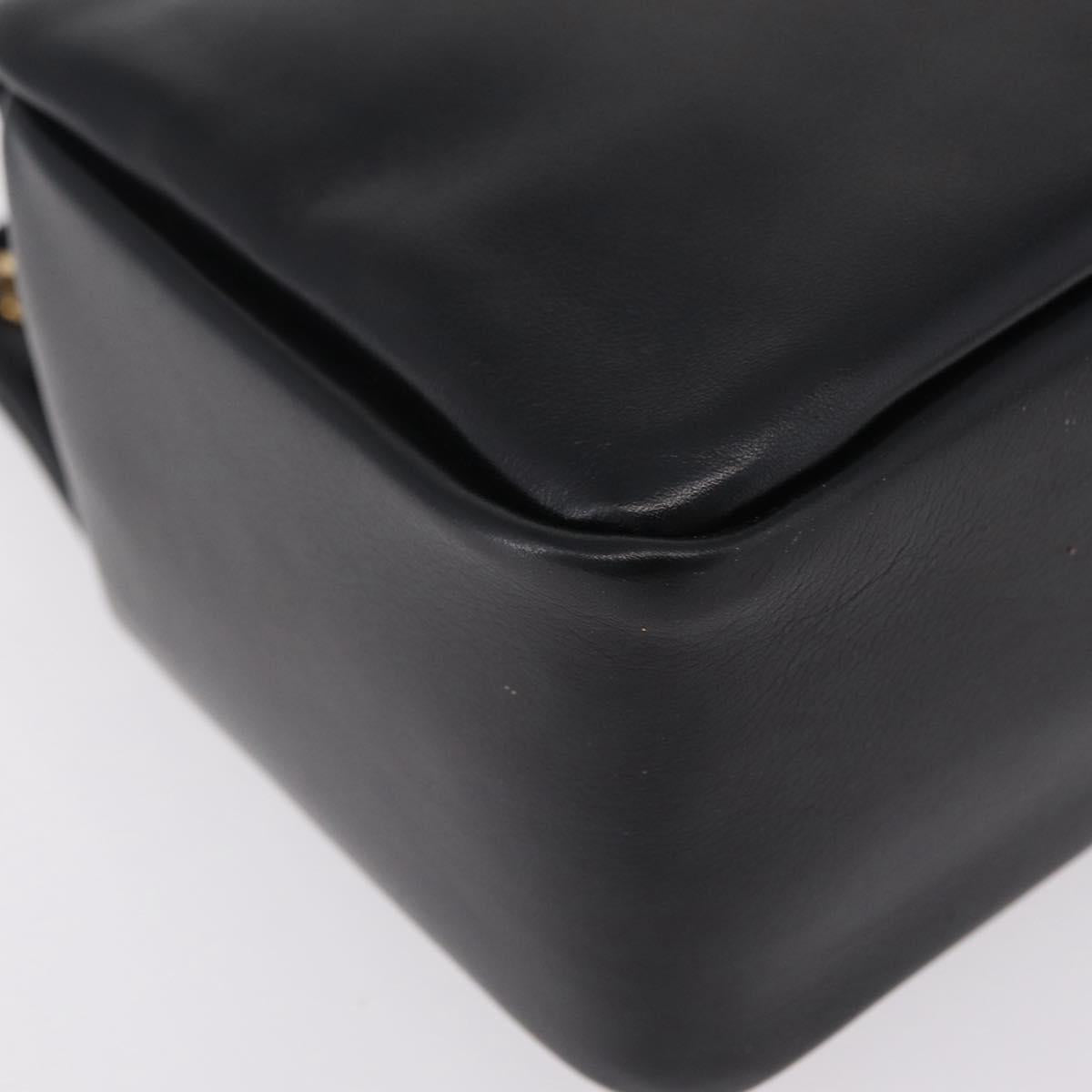 GUCCI Bamboo Hand Bag Leather Black Gold 000 2865 0575 Auth ep16220