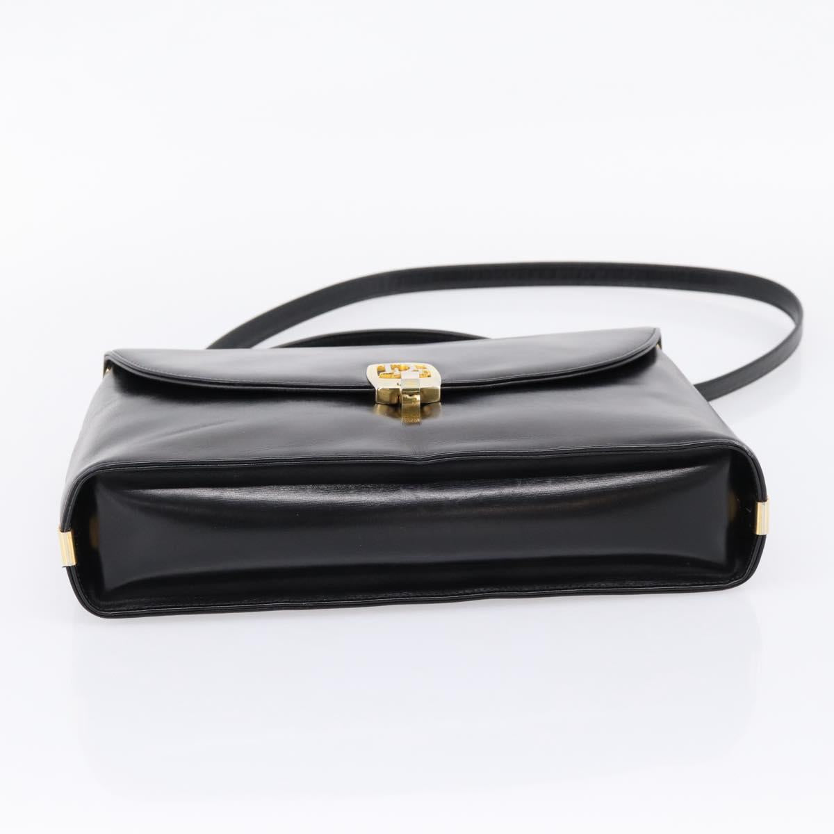 Christian Dior Hand Bag Leather 2way Black Gold Auth ep16221