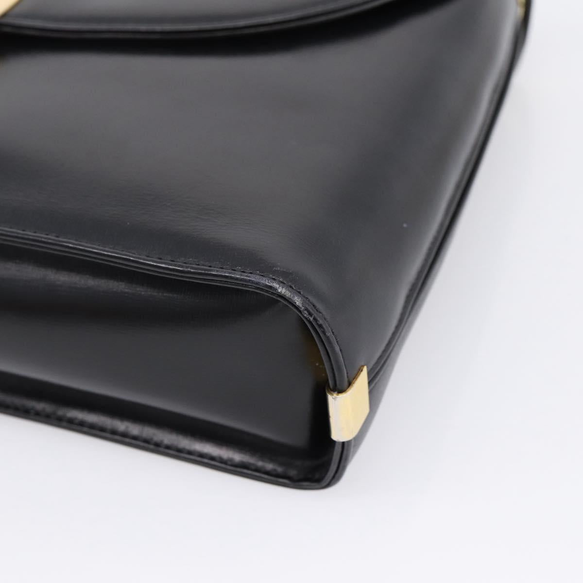 Christian Dior Hand Bag Leather 2way Black Gold Auth ep16221