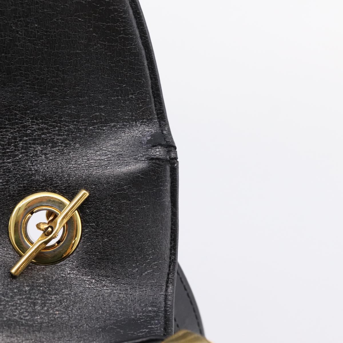 Christian Dior Hand Bag Leather 2way Black Gold Auth ep16221