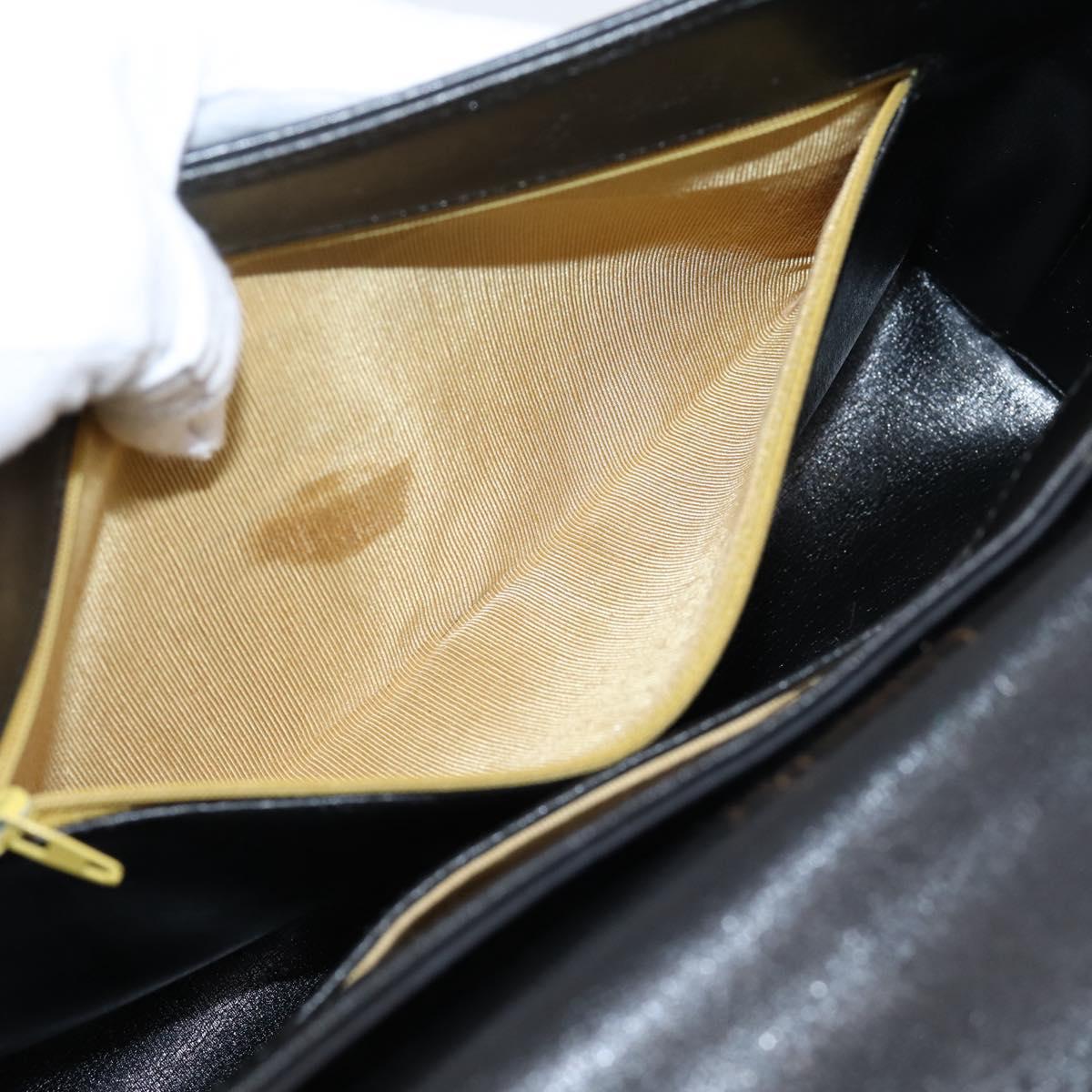 Christian Dior Hand Bag Leather 2way Black Gold Auth ep16221