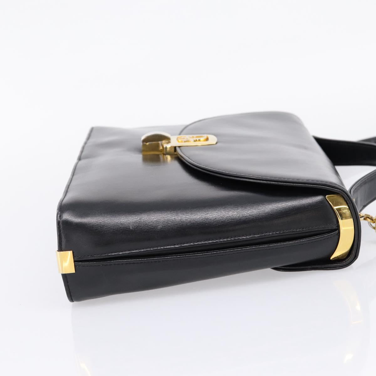 Christian Dior Hand Bag Leather 2way Black Gold Auth ep16221