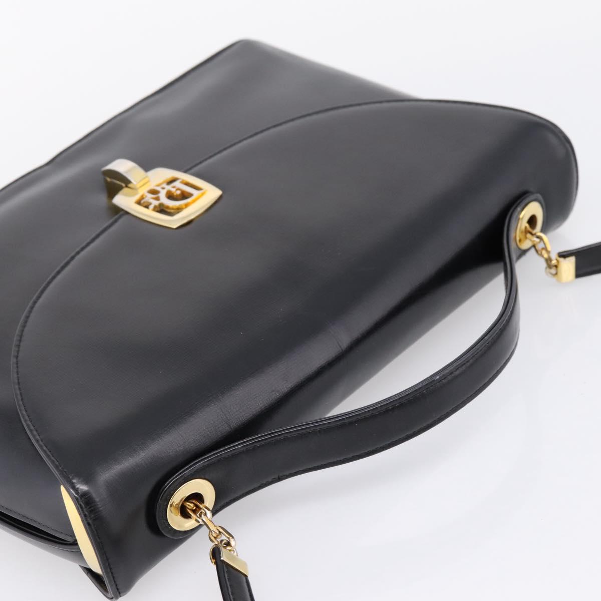 Christian Dior Hand Bag Leather 2way Black Gold Auth ep16221