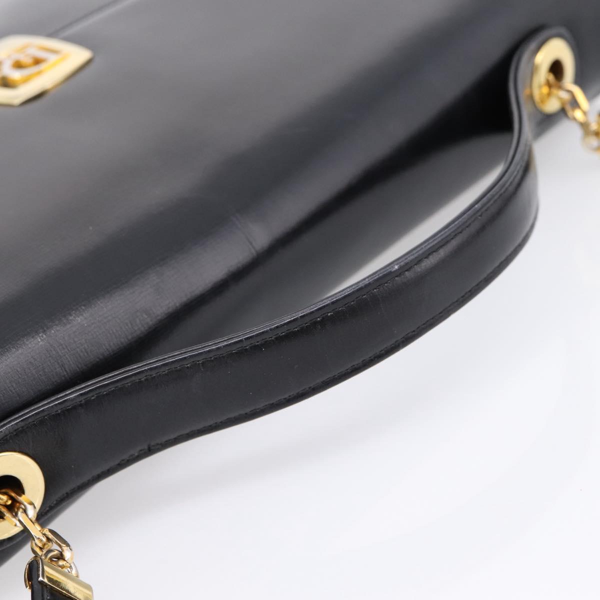 Christian Dior Hand Bag Leather 2way Black Gold Auth ep16221